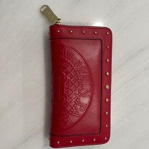 Balmain red zip wallet